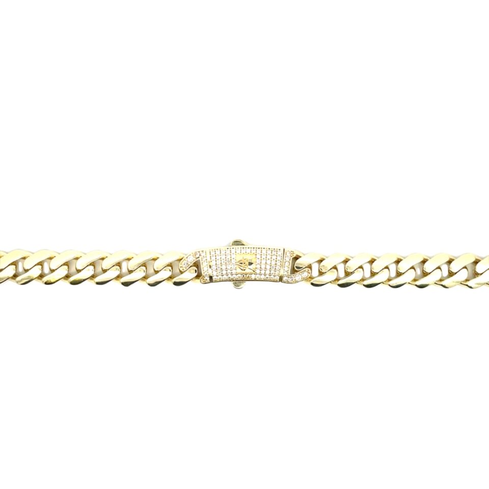 hollow monaco with cz lock necklace (10k)